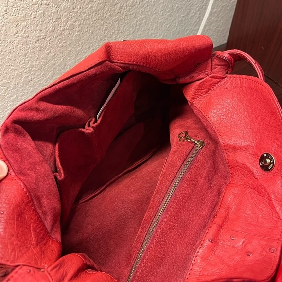 Bolingo By Susan Todd Red Designer Exotic Crocodile and Ostrich Hobo Handbag VTG - Picture 13 of 14